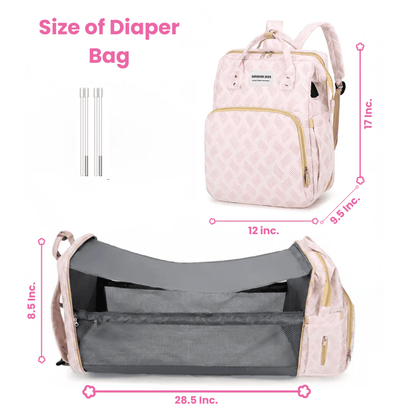 MomBag Pro — 2-in-1 Diaper Backpack & Foldable Baby Bed | USB Port + Stroller Straps