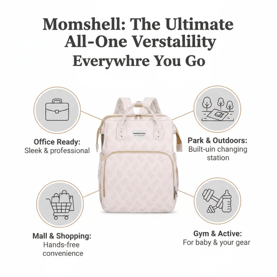 MomBag Pro — 2-in-1 Diaper Backpack & Foldable Baby Bed | USB Port + Stroller Straps